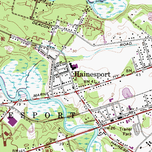 Topographic Map of Hainesport Post Office, NJ