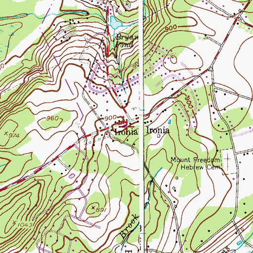 Topographic Map of Ironia Post Office, NJ