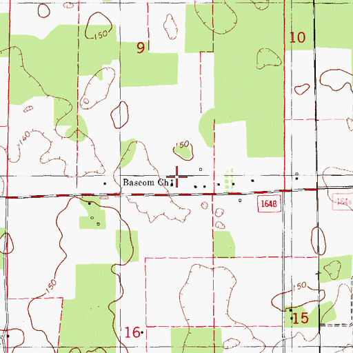 Topographic Map of Bascom Church, FL