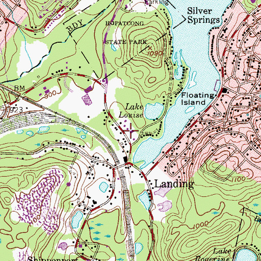 Topographic Map of Landing Post Office, NJ