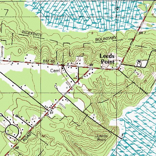 Topographic Map of Leeds Point Post Office, NJ