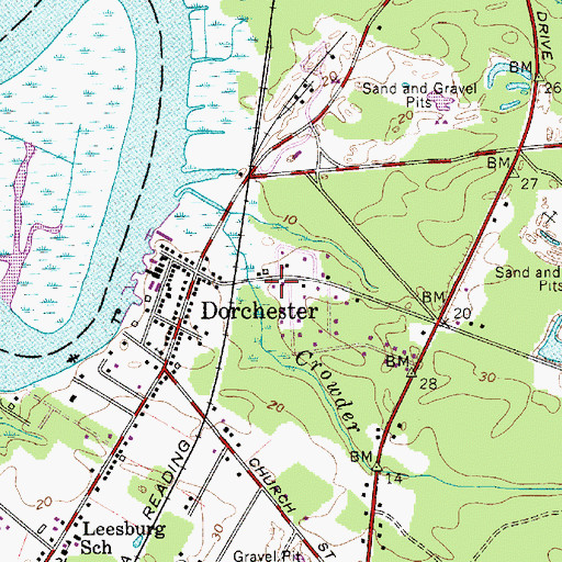 Topographic Map of Dorchester Post Office, NJ