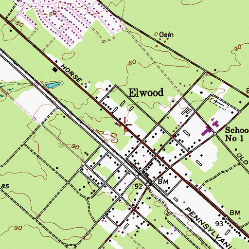 Topographic Map of Elwood Post Office, NJ