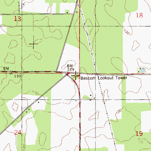 Topographic Map of Bascom Lookout Tower, FL