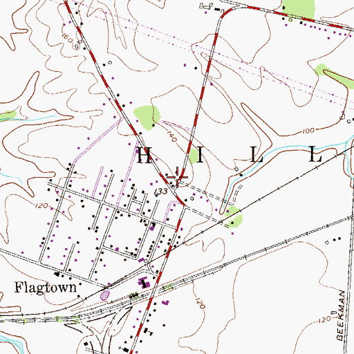 Topographic Map of Flagtown Post Office, NJ