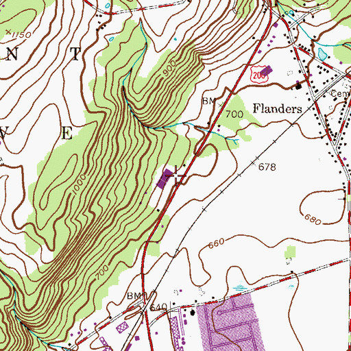 Topographic Map of Flanders Post Office, NJ