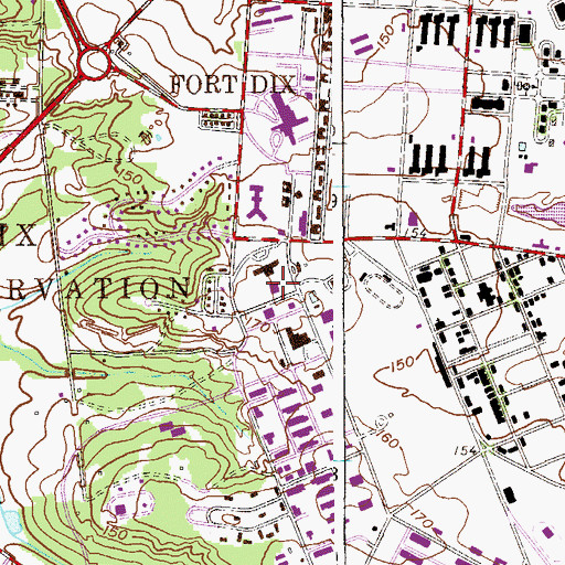 Topographic Map of Fort Dix Post Office, NJ