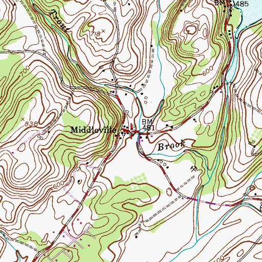 Topographic Map of Middleville Post Office, NJ
