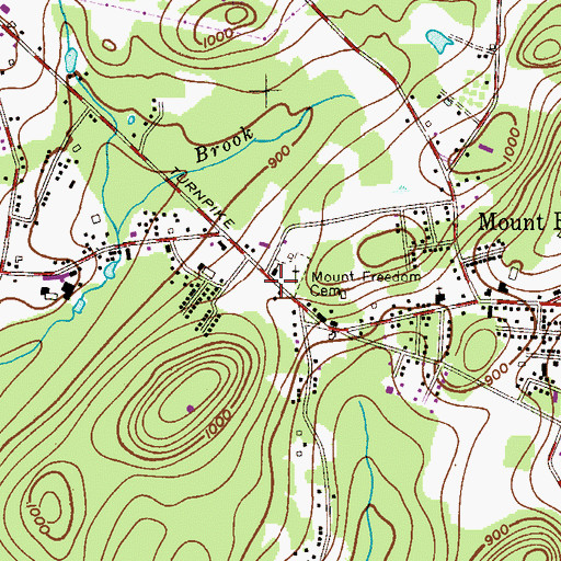 Topographic Map of Mount Freedom Post Office, NJ