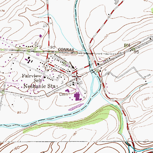 Topographic Map of Neshanic Station Post Office, NJ