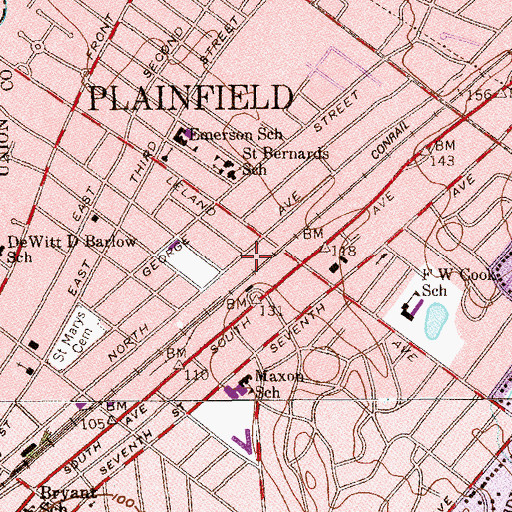Topographic Map of Netherwood Station Plainfield Post Office, NJ