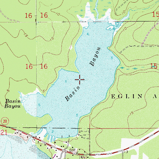 Topographic Map of Basin Bayou, FL