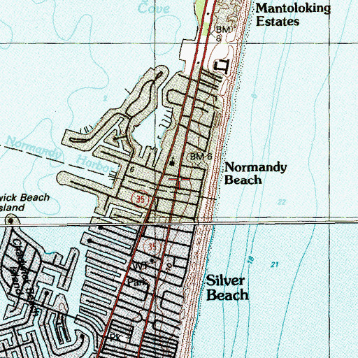 Topographic Map of Normandy Beach Post Office, NJ