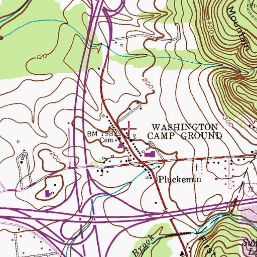 Topographic Map of Pluckemin Post Office, NJ