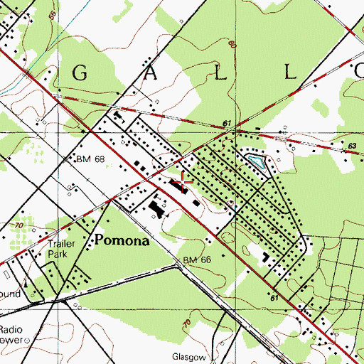 Topographic Map of Pomona Post Office, NJ