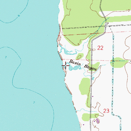 Topographic Map of Basin Bayou, FL