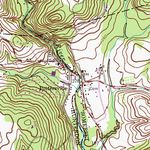 Topographic Map of Pottersville Post Office, NJ