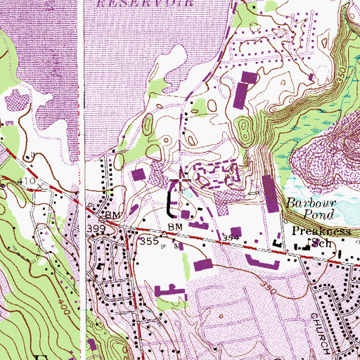 Topographic Map of Preakness Post Office, NJ