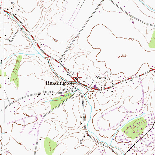 Topographic Map of Readington Post Office, NJ
