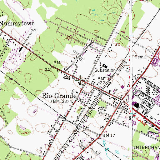 Topographic Map of Rio Grande Post Office, NJ