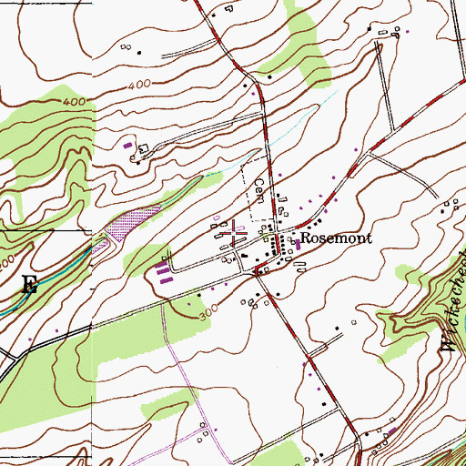 Topographic Map of Rosemont Post Office, NJ