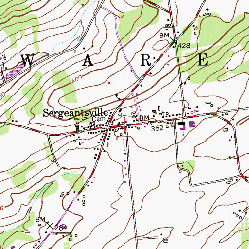Topographic Map of Sergeantsville Post Office, NJ