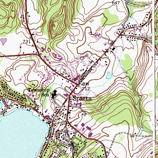 Topographic Map of Sparta Post Office, NJ