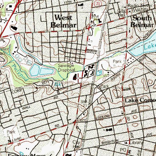 Topographic Map of Spring Lake Post Office, NJ