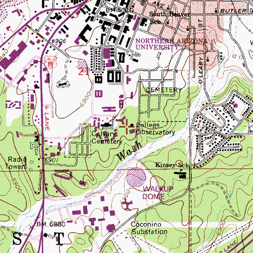 Topographic Map of College Observatory, AZ