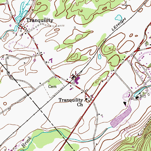 Topographic Map of Tranquility Post Office, NJ