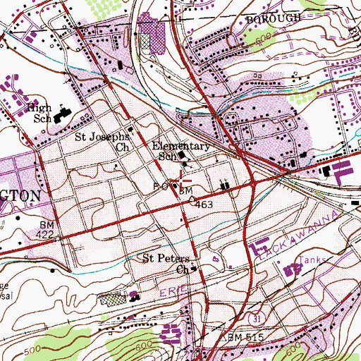 Topographic Map of Washington Post Office, NJ