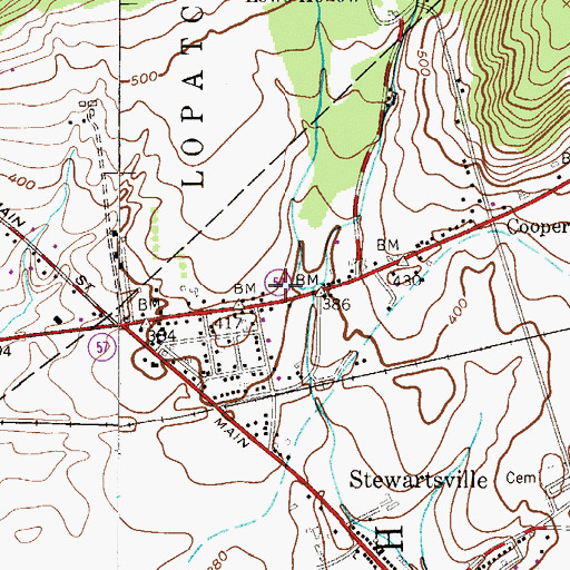Topographic Map of Stewartsville Post Office, NJ