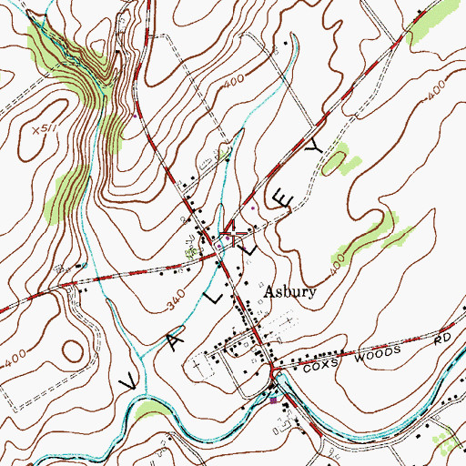Topographic Map of Asbury Post Office, NJ