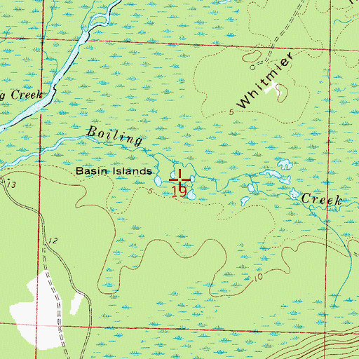 Topographic Map of Basin Island, FL