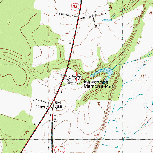 Topographic Map of Edgecombe Memorial Park, NC