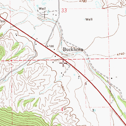 Topographic Map of Buckhorn Post Office, NM