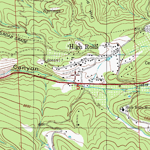 Topographic Map of High Rolls Mountain Park Post Office, NM