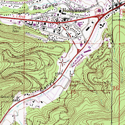 Topographic Map of Hollywood Post Office, NM