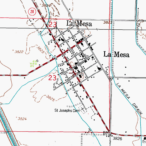 Topographic Map of La Mesa Post Office, NM