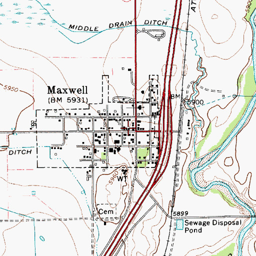 Topographic Map of Maxwell Post Office, NM