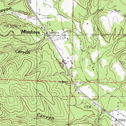Topographic Map of Mimbres Post Office, NM