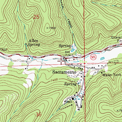 Topographic Map of Sacramento Post Office, NM