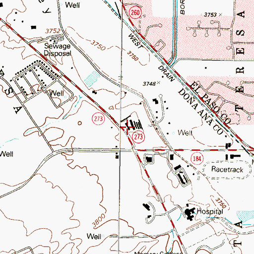 Topographic Map of Santa Teresa Post Office, NM