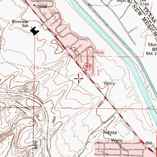 Topographic Map of Sunland Park Post Office, NM