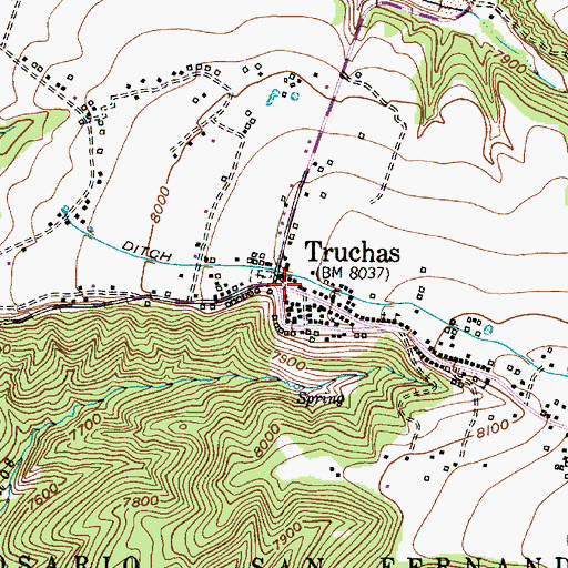 Topographic Map of Truchas Post Office, NM
