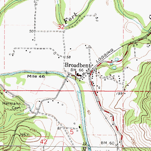 Topographic Map of Broadbent Post Office, OR