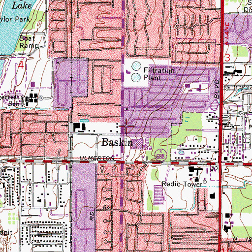 Topographic Map of Baskin, FL