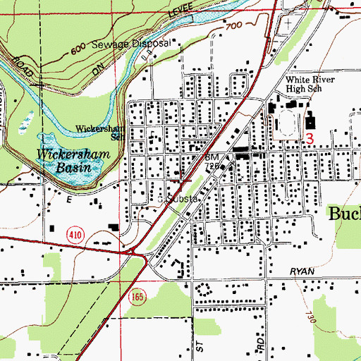 Topographic Map of Buckley Post Office, WA
