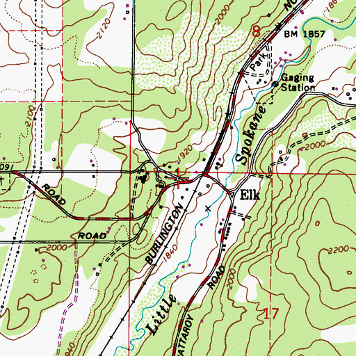 Topographic Map of Elk Post Office, WA
