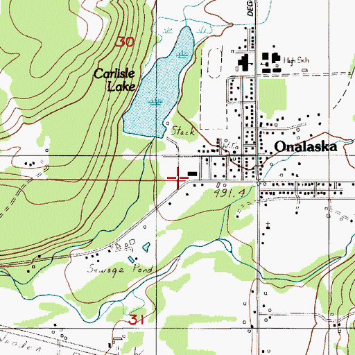 Topographic Map of Onalaska Post Office, WA